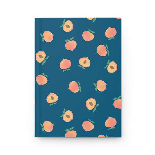 Coastal Peach Journal | Blue Peach Hardcover Notebook | Cottagecore Writing Journal | Botanical Peach Diary | Scattered Peach Notebook