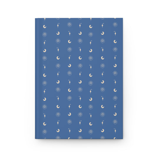 Cornflower Blue Celestial Hardcover Journal | Sun Moon & Star Notebook