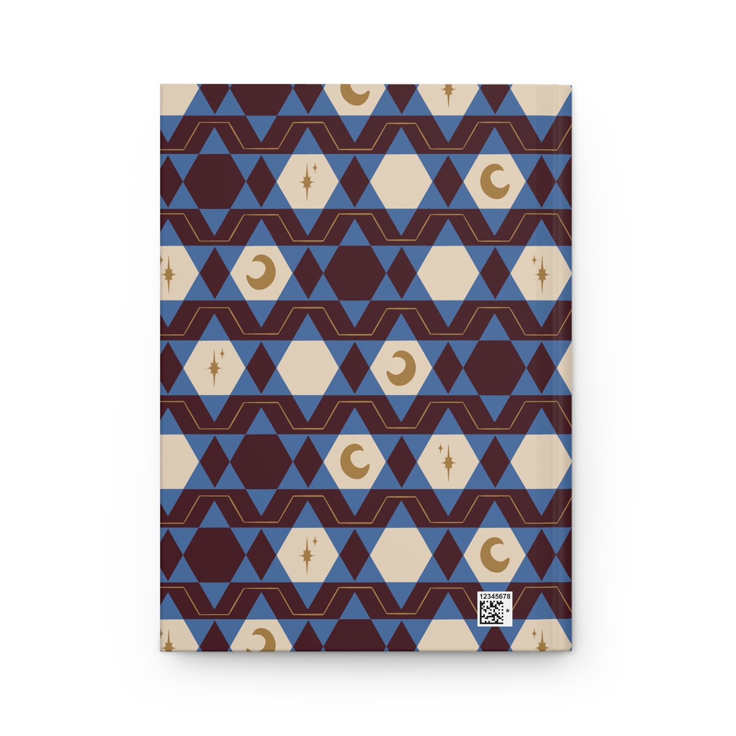 Burgundy & Blue Celestial Hardcover Journal | Retro Geometric Notebook