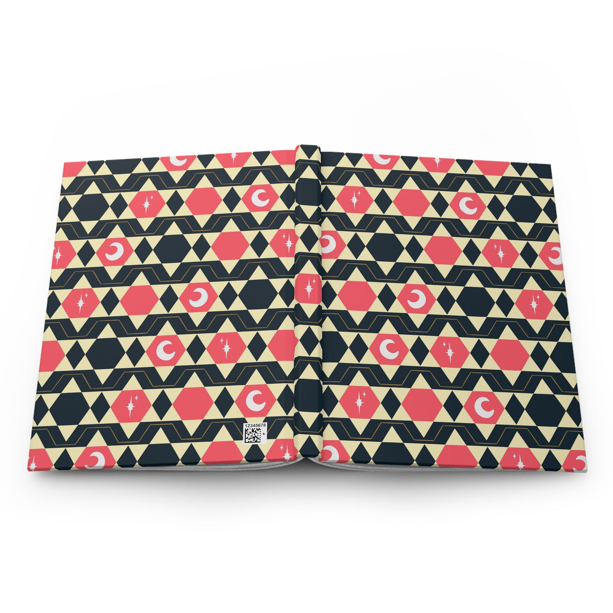 Retro Geometric Celestial Hardcover Journal | Moon & Star Lined Notebook