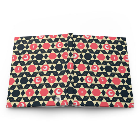 Retro Geometric Celestial Hardcover Journal | Moon & Star Lined Notebook