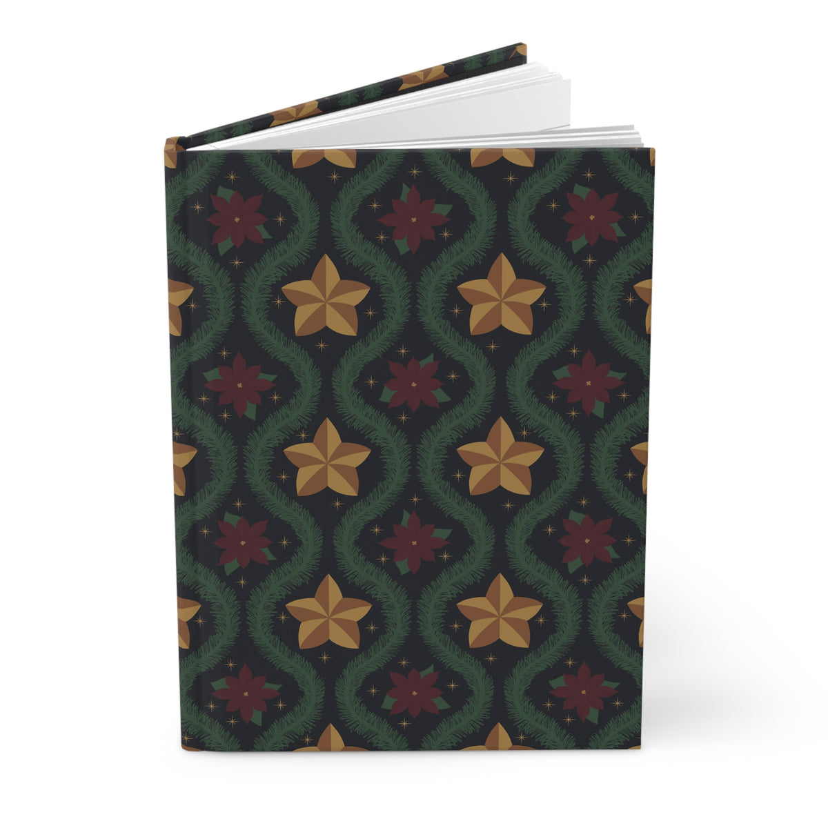 Blue Vintage Poinsettia Hardcover Journal | Christmas Lined Notebook