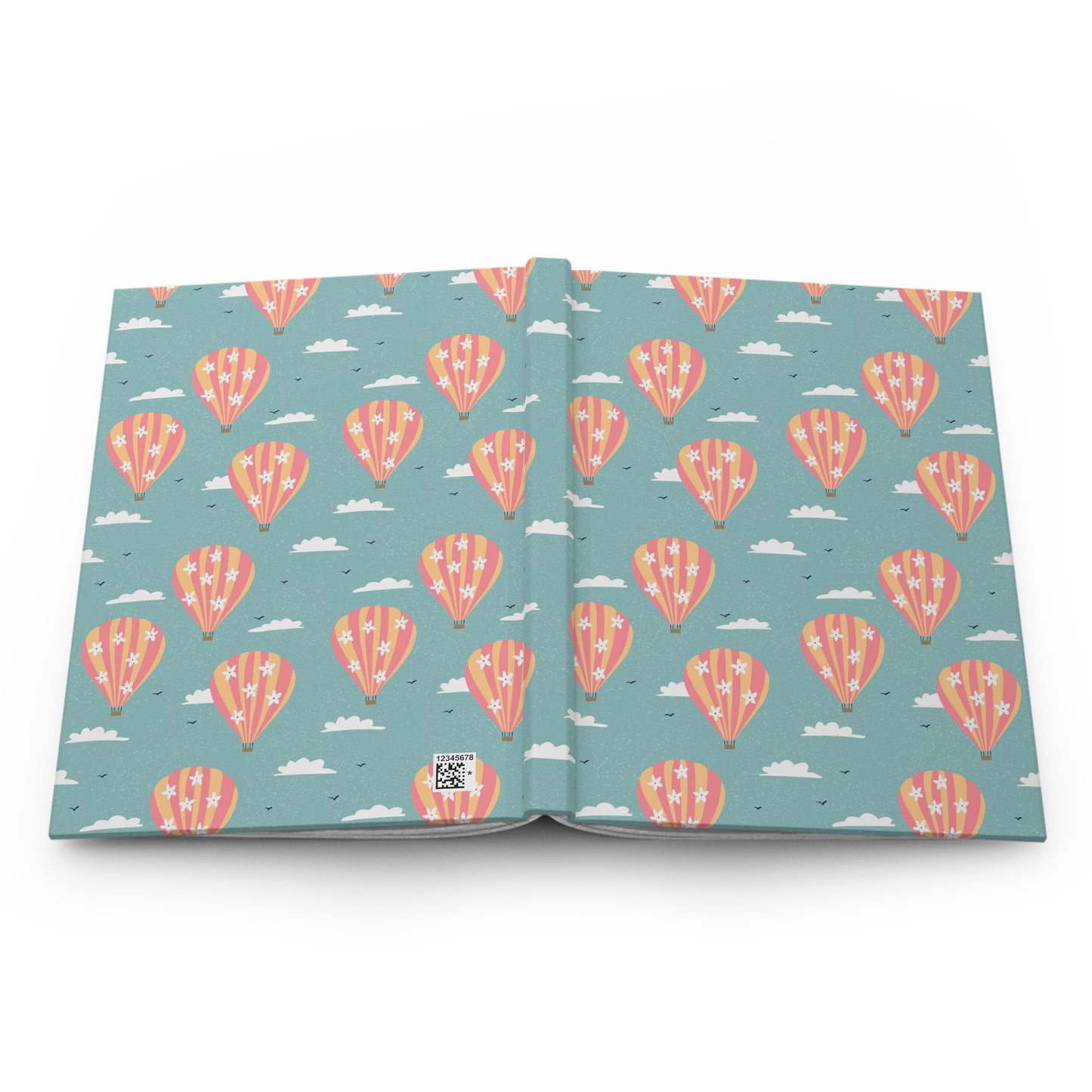 Blooming Skies Journal – Teal Hot Air Balloon Notebook | Coastal Dream Aesthetic Journal | Whimsical Floral Sky Writing Notebook