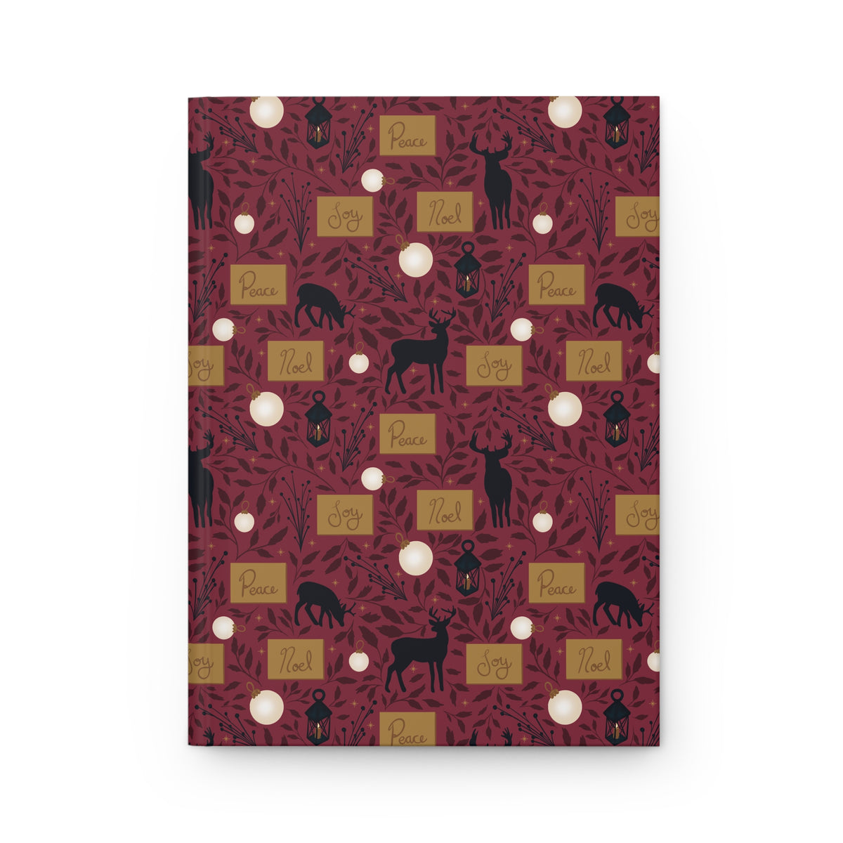 Red Woodland Deer Hardcover Journal | Vintage Christmas Lined Notebook