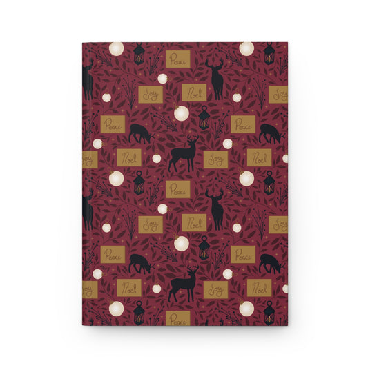 Red Woodland Deer Hardcover Journal | Vintage Christmas Lined Notebook