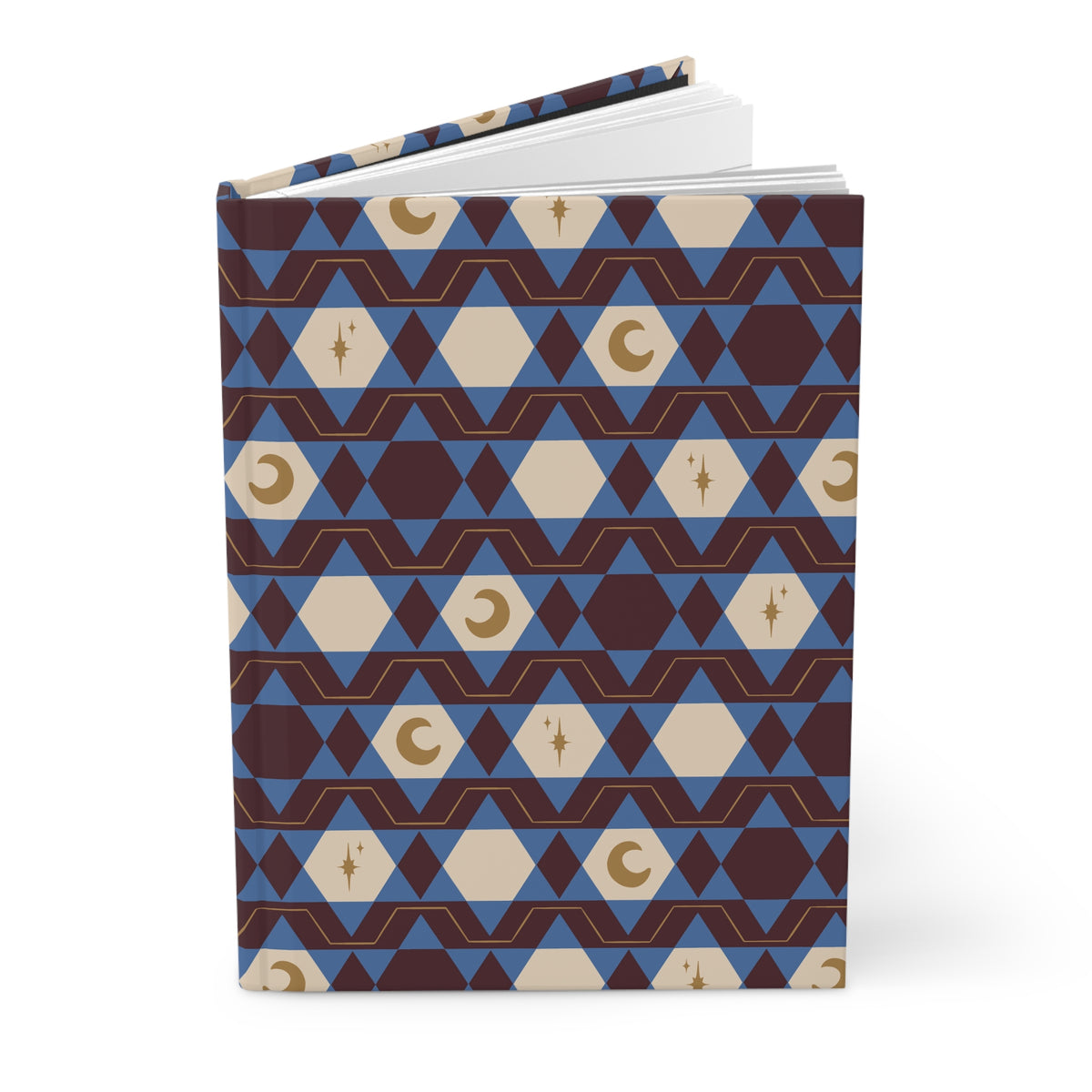 Burgundy & Blue Celestial Hardcover Journal | Retro Geometric Notebook