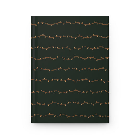 Green Vintage Christmas Lights Hardcover Journal | Holiday Lined Notebook