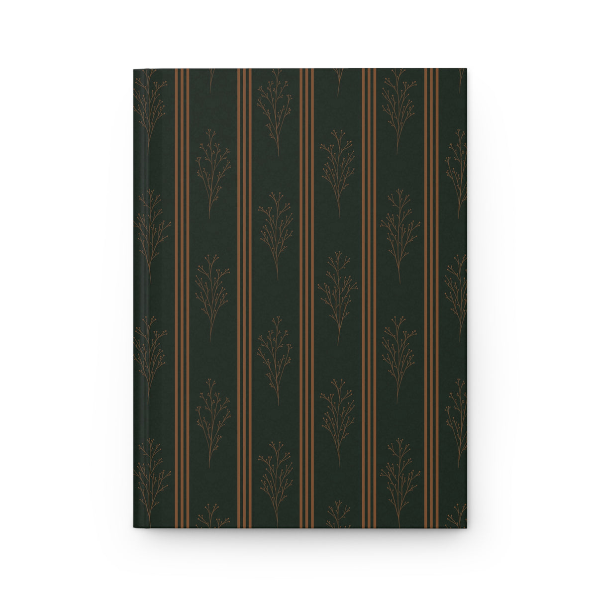 Green & Gold Botanical Striped Hardcover Journal | Vintage Lined Notebook