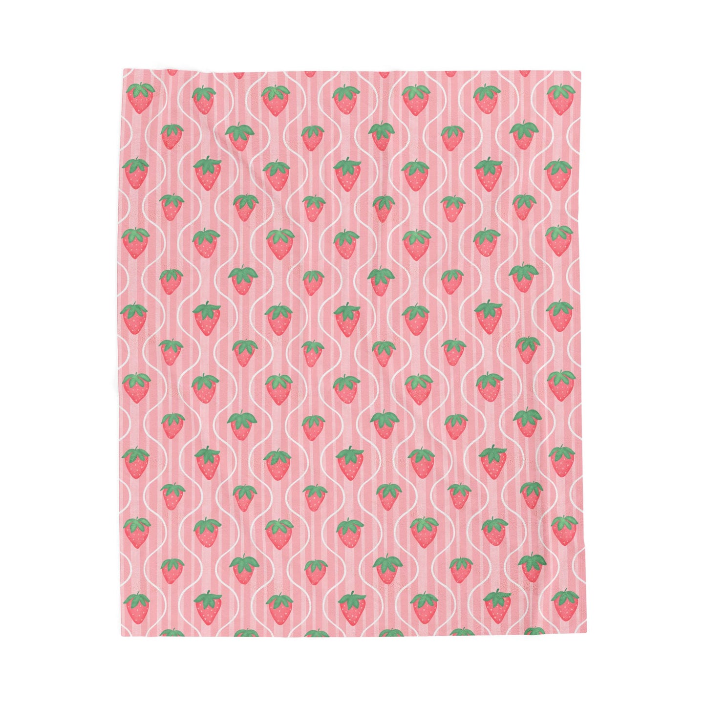 Sweet Strawberry Picnic Blanket – Cozy Pink Strawberry Pattern Throw | Cottagecore Summer Aesthetic Blanket | Soft Strawberry Home Decor