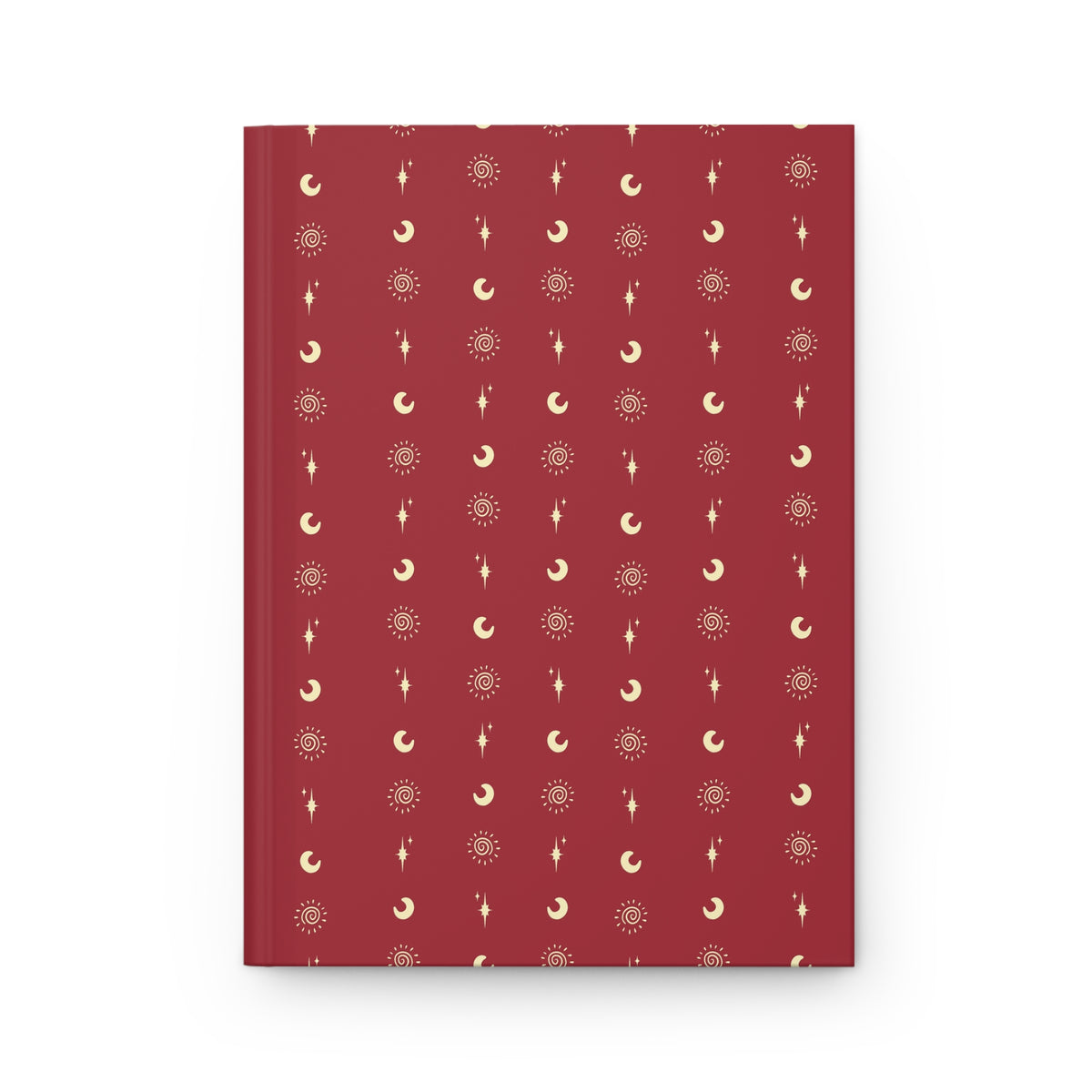 Crimson Celestial Hardcover Journal | Sun Moon & Star Lined Notebook