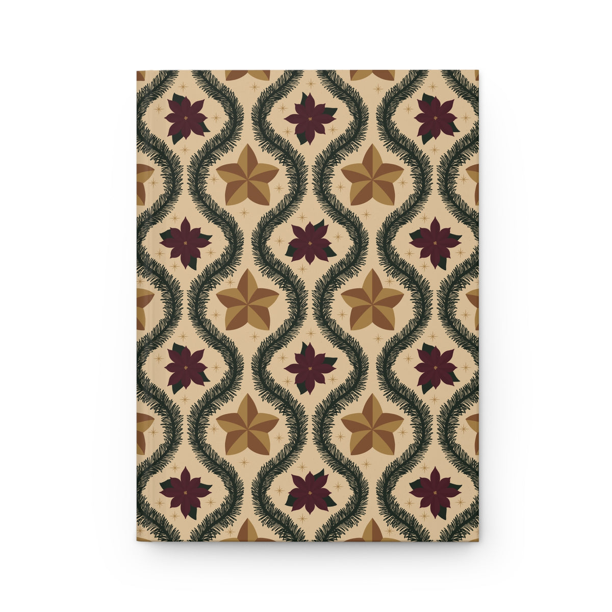 Cream Vintage Poinsettia Hardcover Journal | Christmas Lined Notebook