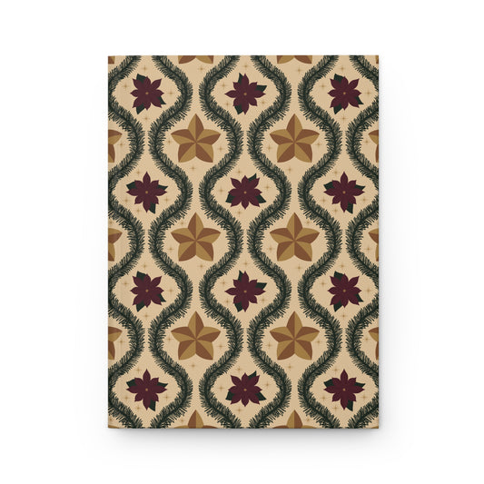 Cream Vintage Poinsettia Hardcover Journal | Christmas Lined Notebook