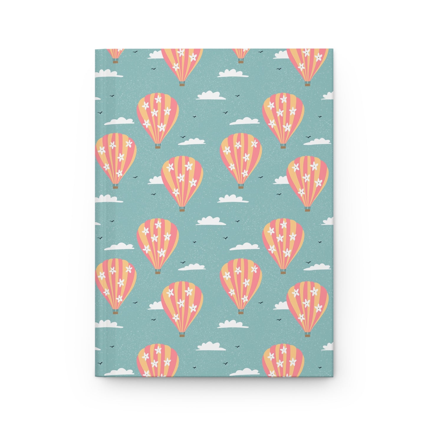 Blooming Skies Journal – Teal Hot Air Balloon Notebook | Coastal Dream Aesthetic Journal | Whimsical Floral Sky Writing Notebook