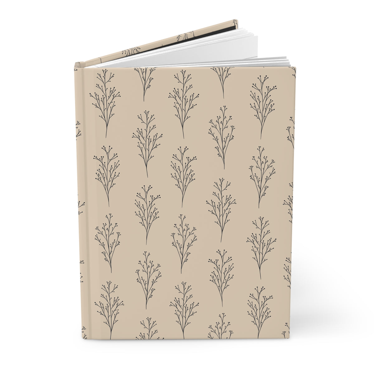 Cream & Black Botanical Hardcover Journal | Minimalist Lined Notebook