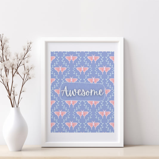 Awesome — Free 8” x 10” Printable Wall Art with Pink Moths