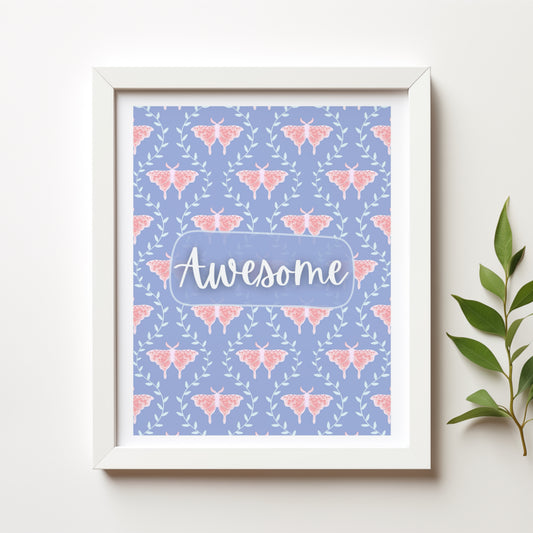 Awesome — Free 8” x 10” Printable Wall Art with Pink Moths