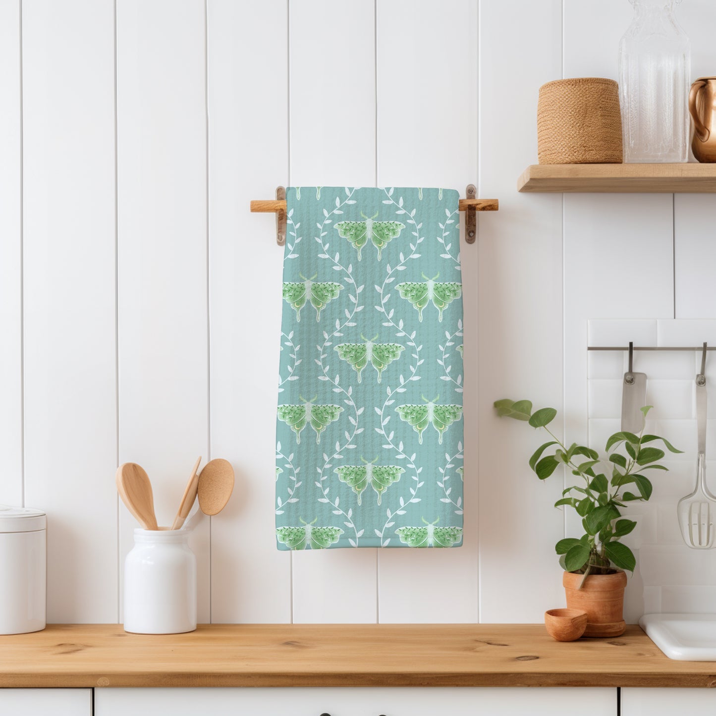 Whimsical Moth Seamless Pattern Green – Dreamy 12x12” PNG, 300 DPI, Commercial Use