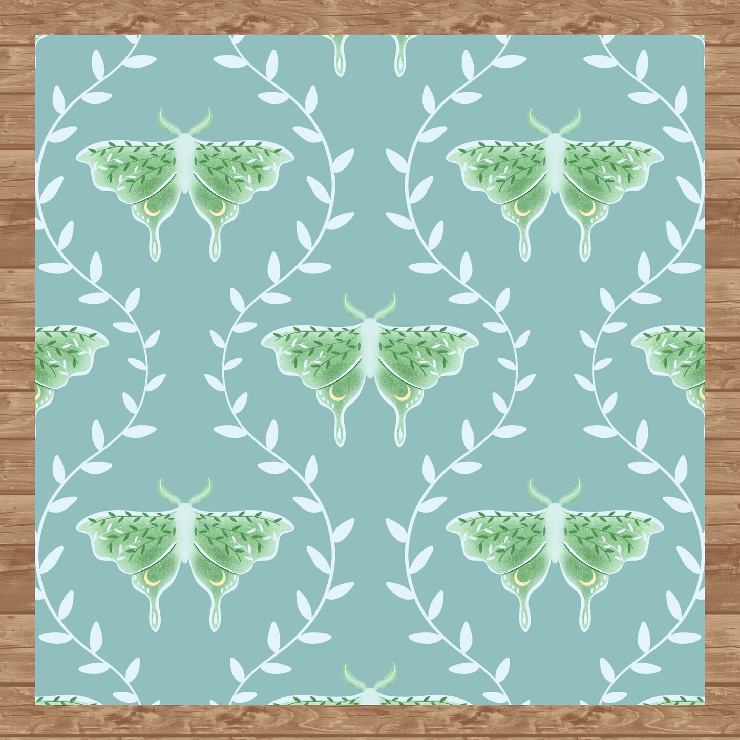 Whimsical Moth Seamless Pattern Green – Dreamy 12x12” PNG, 300 DPI, Commercial Use