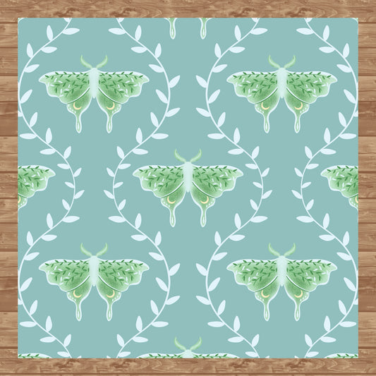 Whimsical Moth Seamless Pattern Digital File Green – Dreamy 12x12” PNG, 300 DPI, Commercial Use
