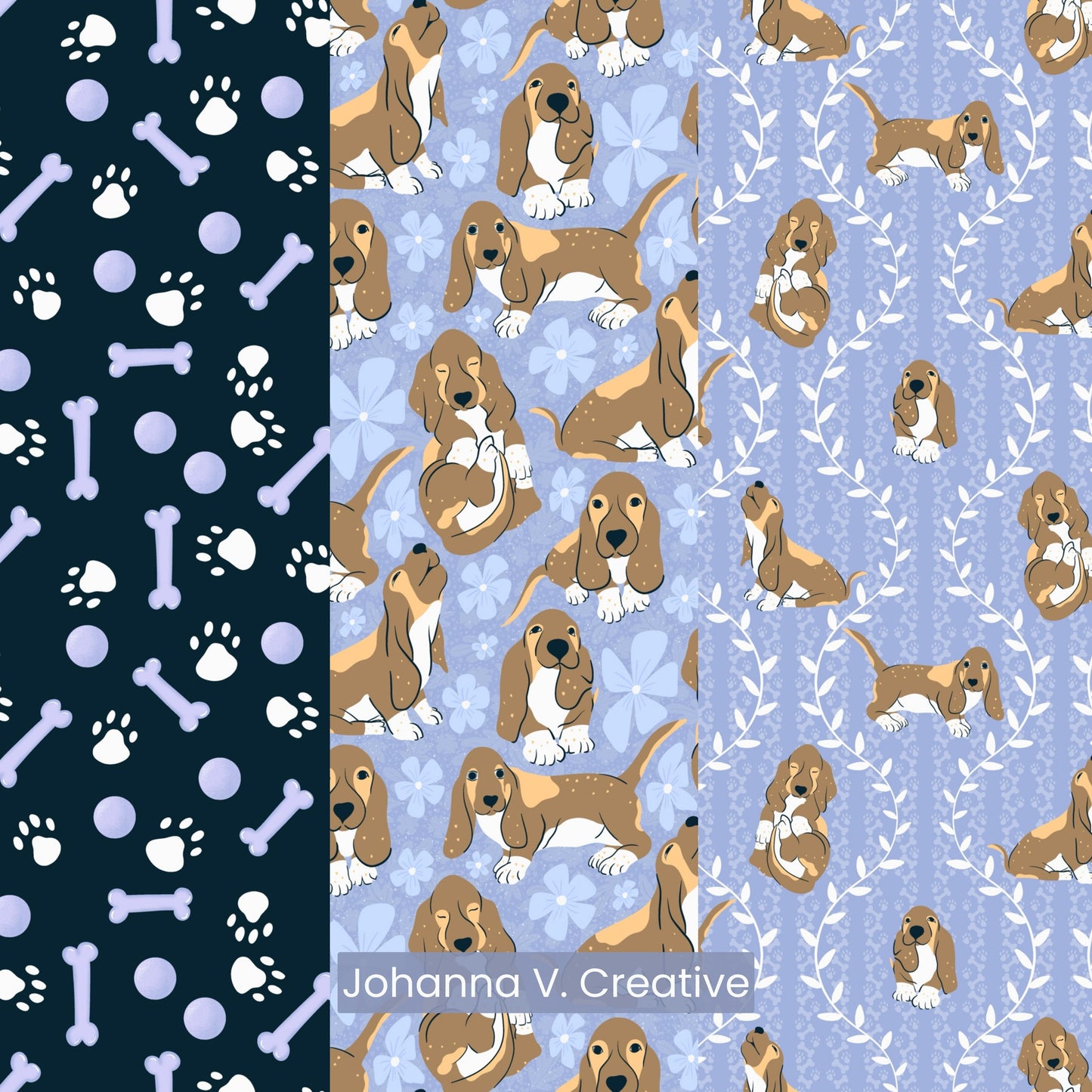 Basset Hound Wallpaper Bundle of 3 Purple | Cute Dog Phone, Tablet & 4K Desktop Backgrounds | Cozy Aesthetic Screen Art | Instant Download | Personal Use