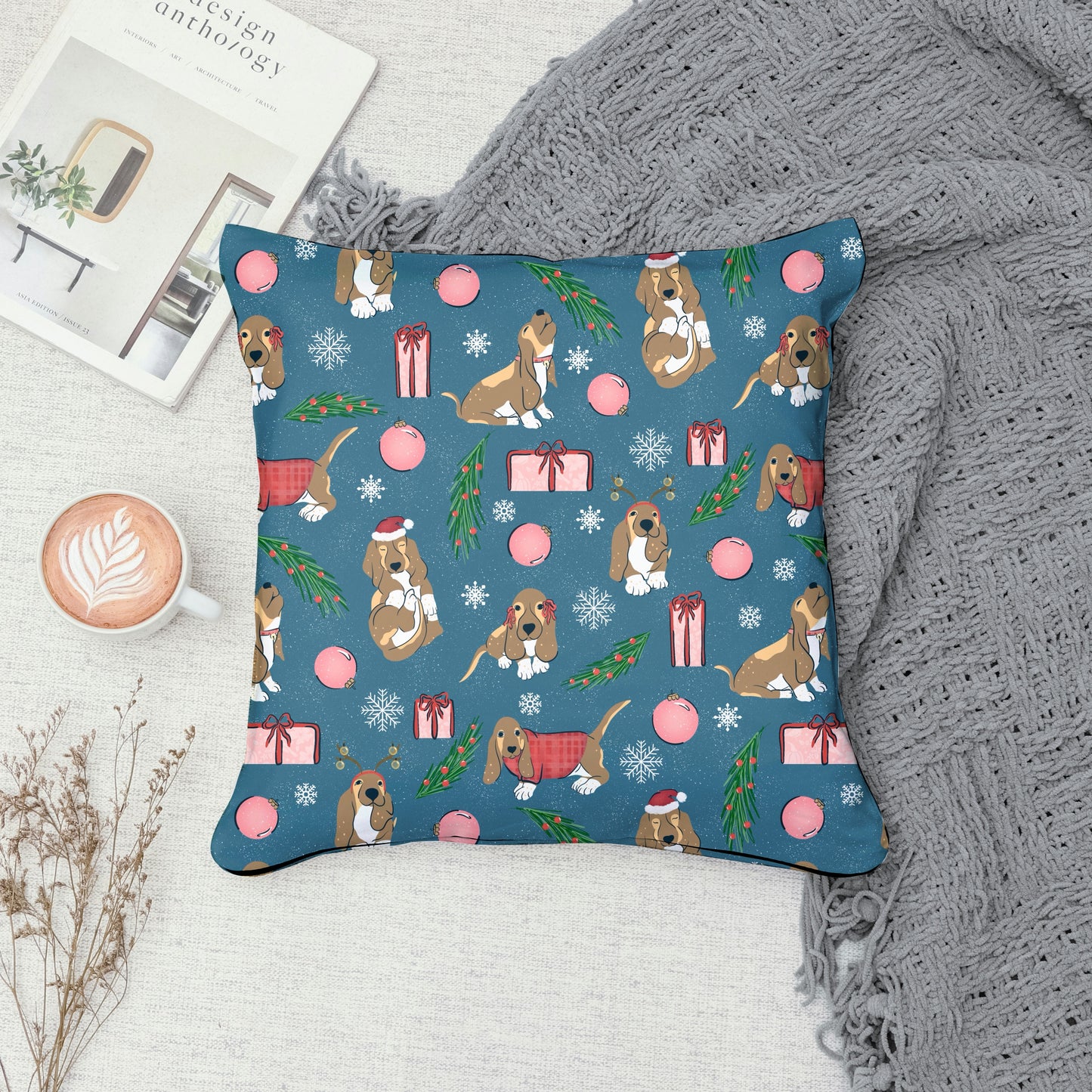 Christmas Basset Hound Seamless Pattern Blue | Holiday Dog Print | 12x12” PNG Digital Download Christmas Basset Hound Seamless Pattern | Holiday Dog Print | 12x12” PNG Digital Download
