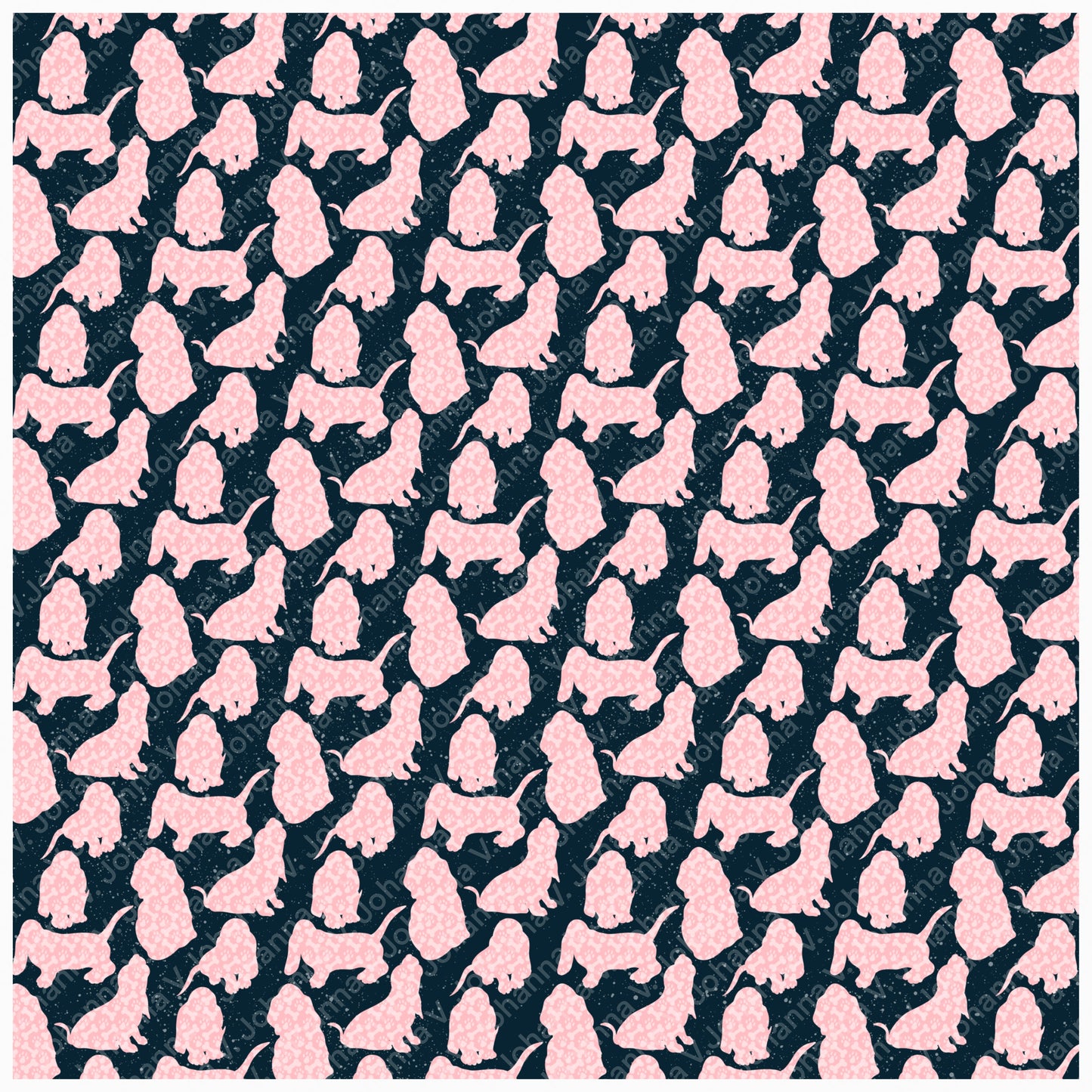 Basset Hound Seamless Pattern Bundle Black | Florals, Botanicals & Dog Toys | 12x12” PNGs | Digital Download | Commercial & Personal