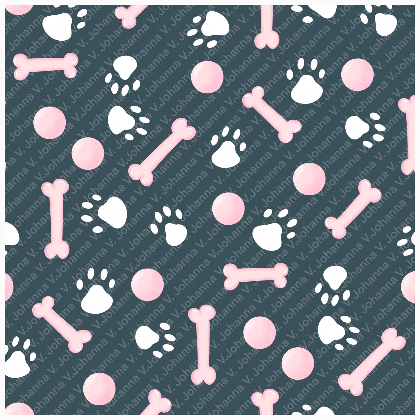Basset Hound Seamless Pattern Bundle Black | Florals, Botanicals & Dog Toys | 12x12” PNGs | Digital Download | Commercial & Personal