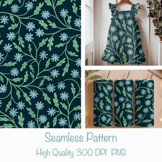 Seamless Blooming Vines Pattern | Spring Floral Greenery