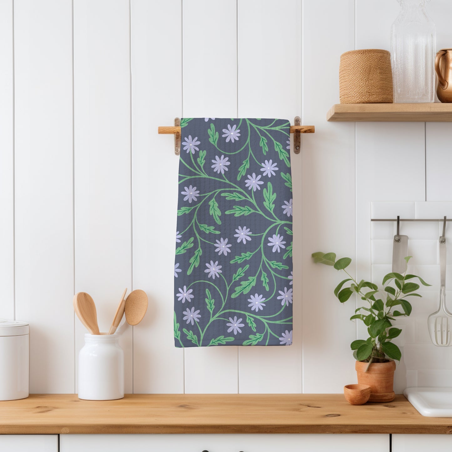 Seamless Blooming Vines Pattern Purple | Spring Floral Greenery