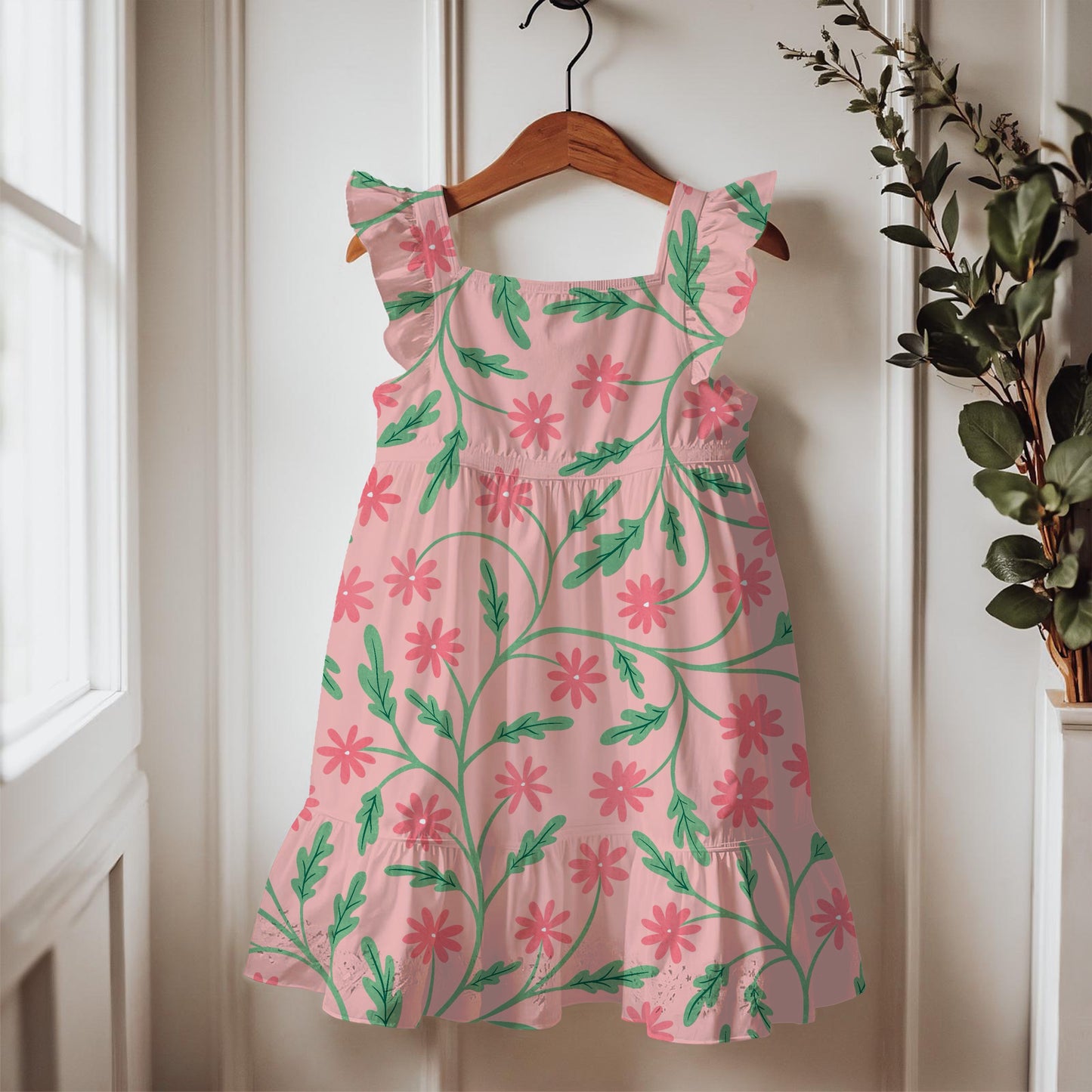 Seamless Blooming Vines Pattern Pink | Spring Floral Greenery