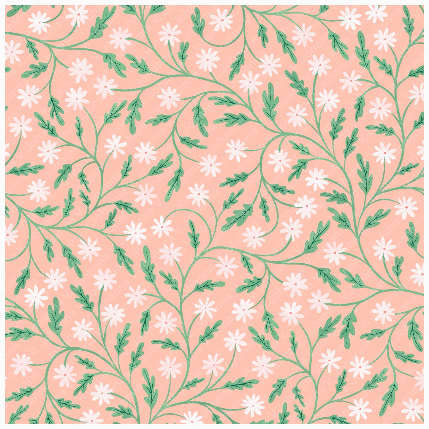 Spring Bunny Pattern Collection Peach | Bunnies, Flowers & Carrots | Seamless Digital Paper PNG for Sublimation & POD