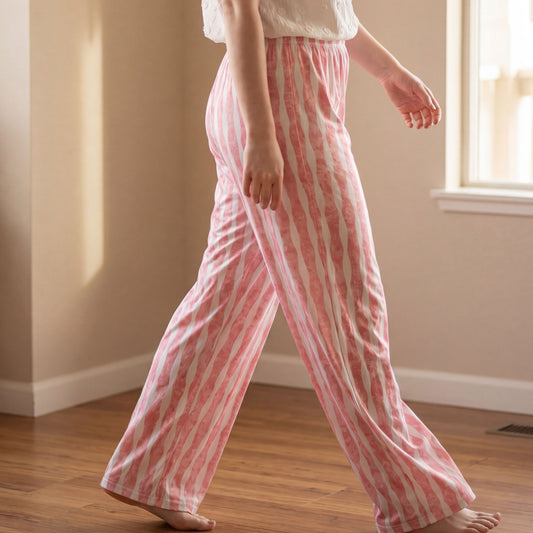 Blush Drift Pants – Pink Wavy Pattern Lounge Pants | Soft Aesthetic Cozy Pants | Feminine Dreamy Loungewear