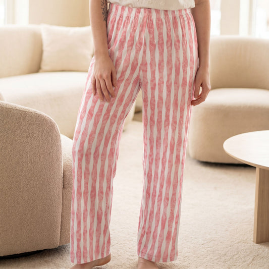 Blush Drift Pants – Pink Wavy Pattern Lounge Pants | Soft Aesthetic Cozy Pants | Feminine Dreamy Loungewear