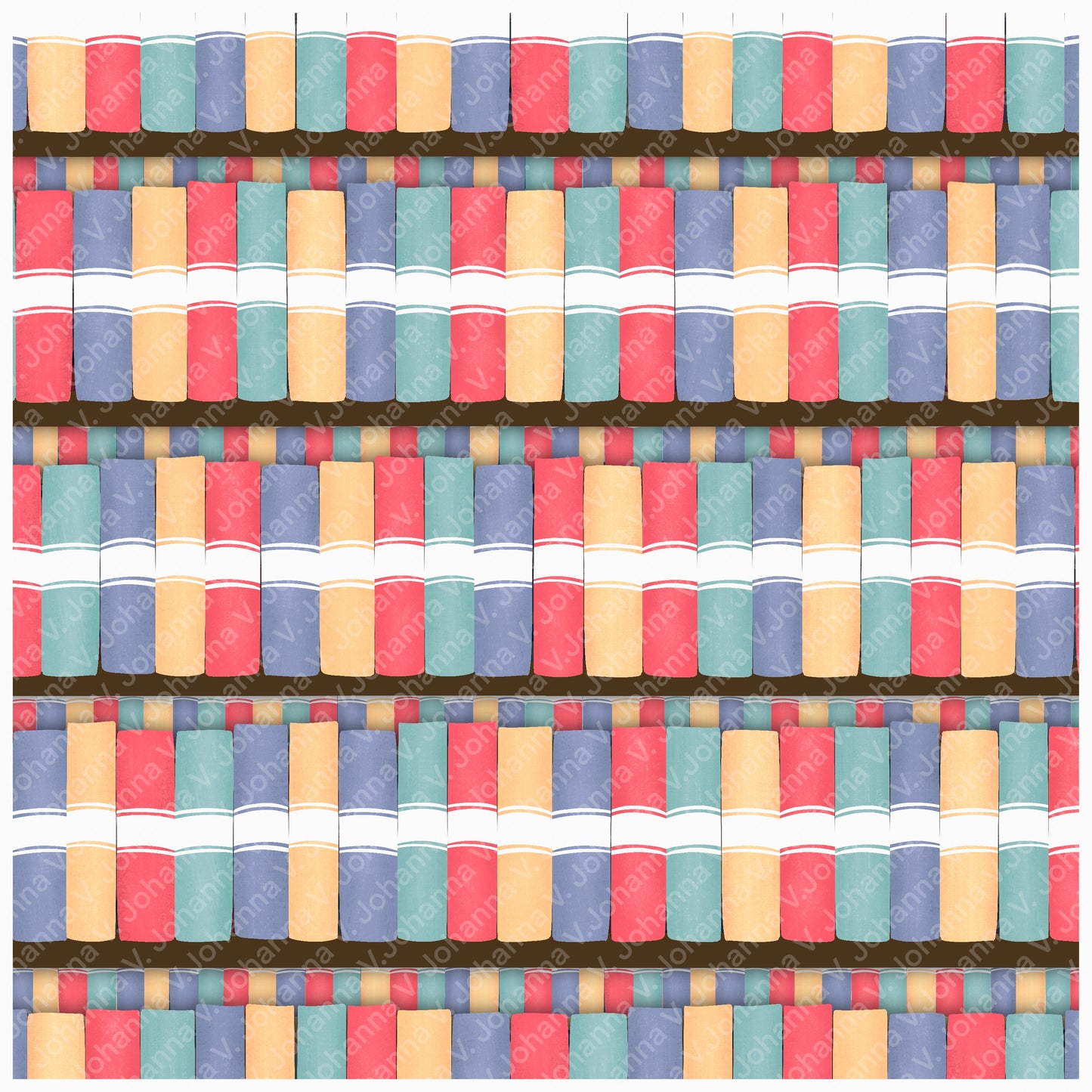 Seamless Bookshelf Pattern | Cozy Book Shelves & Books | Bookish Digital Paper PNG for Sublimation & POD