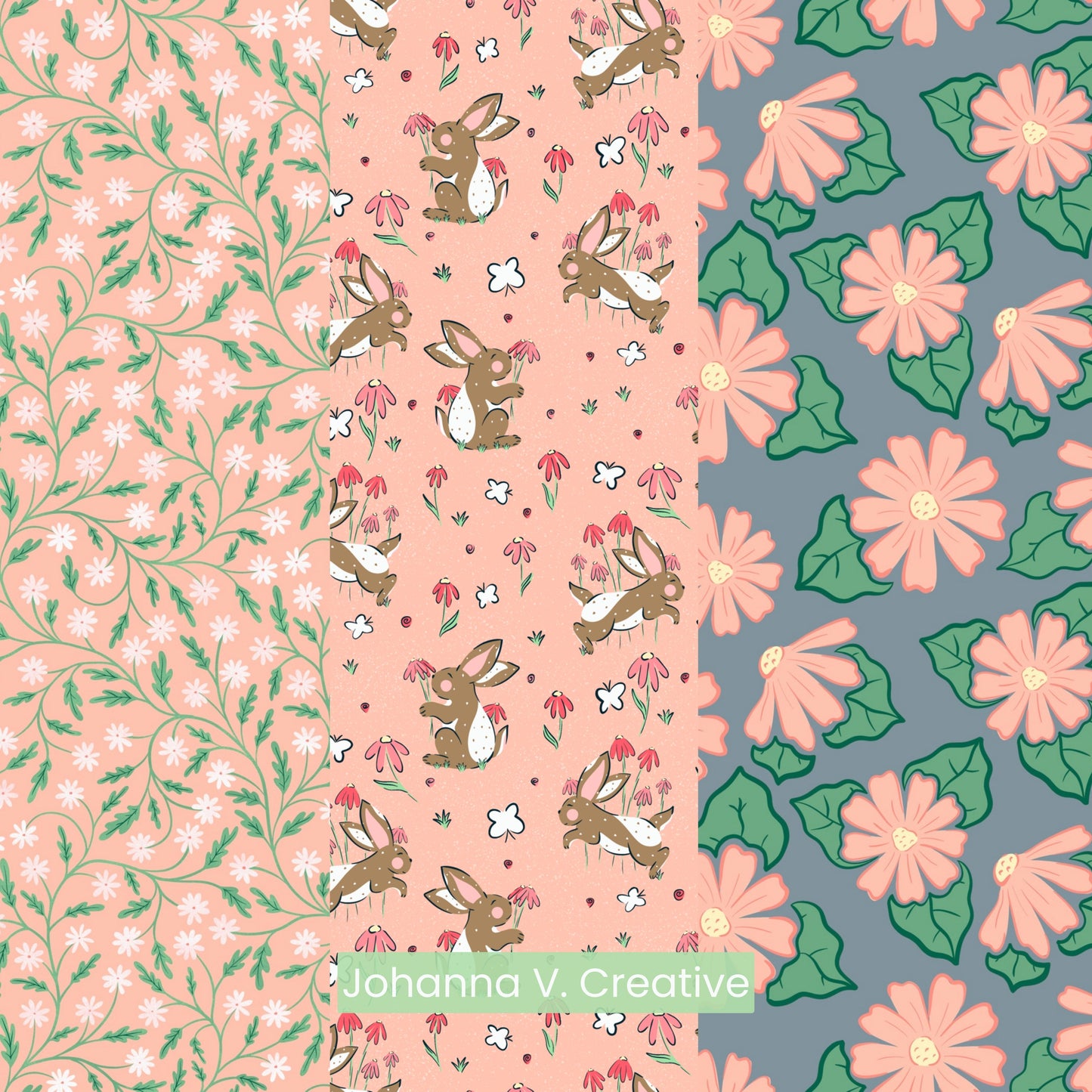 Spring Wallpaper Bundle of 3 Pink | Bunnies, Carrots, Floral Phone, Tablet & 4K Desktop Backgrounds | Instant Digital Download