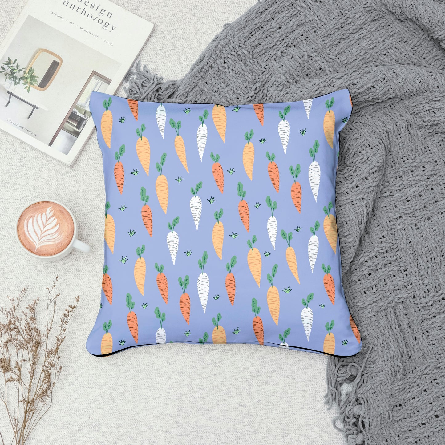 Seamless Carrot Pattern Purple | Cute Spring Carrots | Whimsical Digital Paper PNG for Sublimation & POD