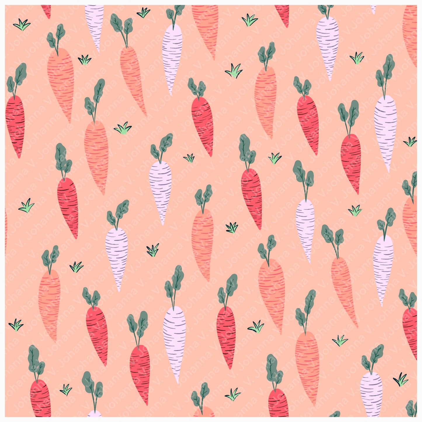 Seamless Carrot Pattern Pink | Cute Spring Carrots | Whimsical Digital Paper PNG for Sublimation & POD