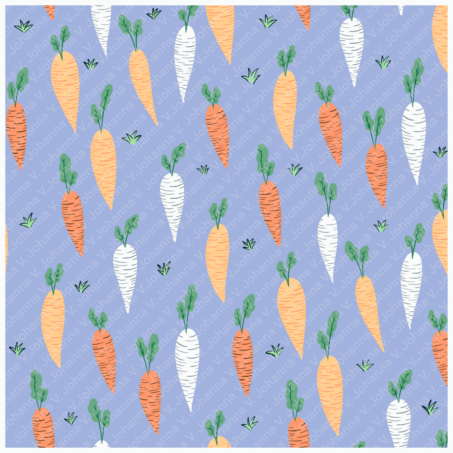 Seamless Carrot Pattern Purple | Cute Spring Carrots | Whimsical Digital Paper PNG for Sublimation & POD