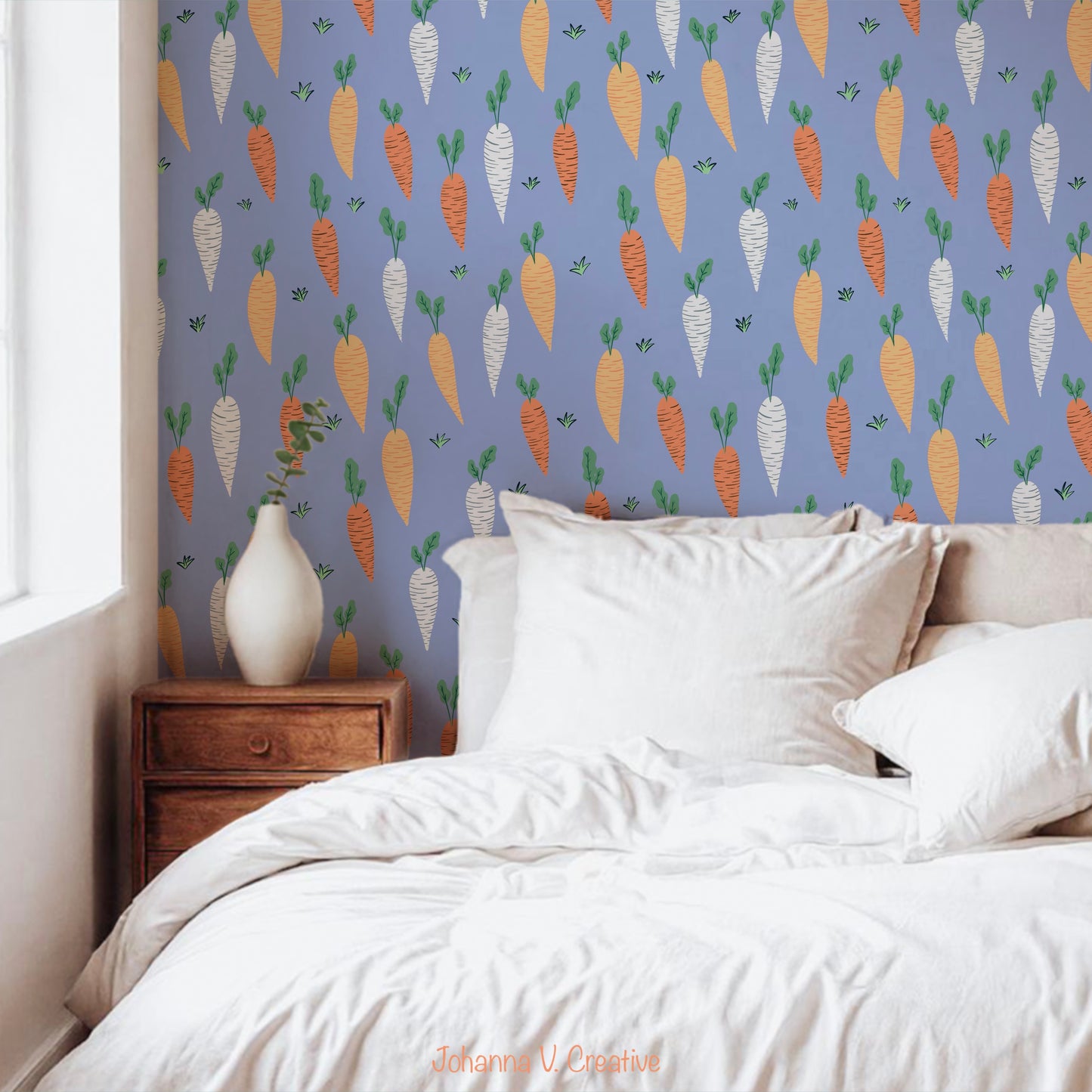 Seamless Carrot Pattern Purple | Cute Spring Carrots | Whimsical Digital Paper PNG for Sublimation & POD