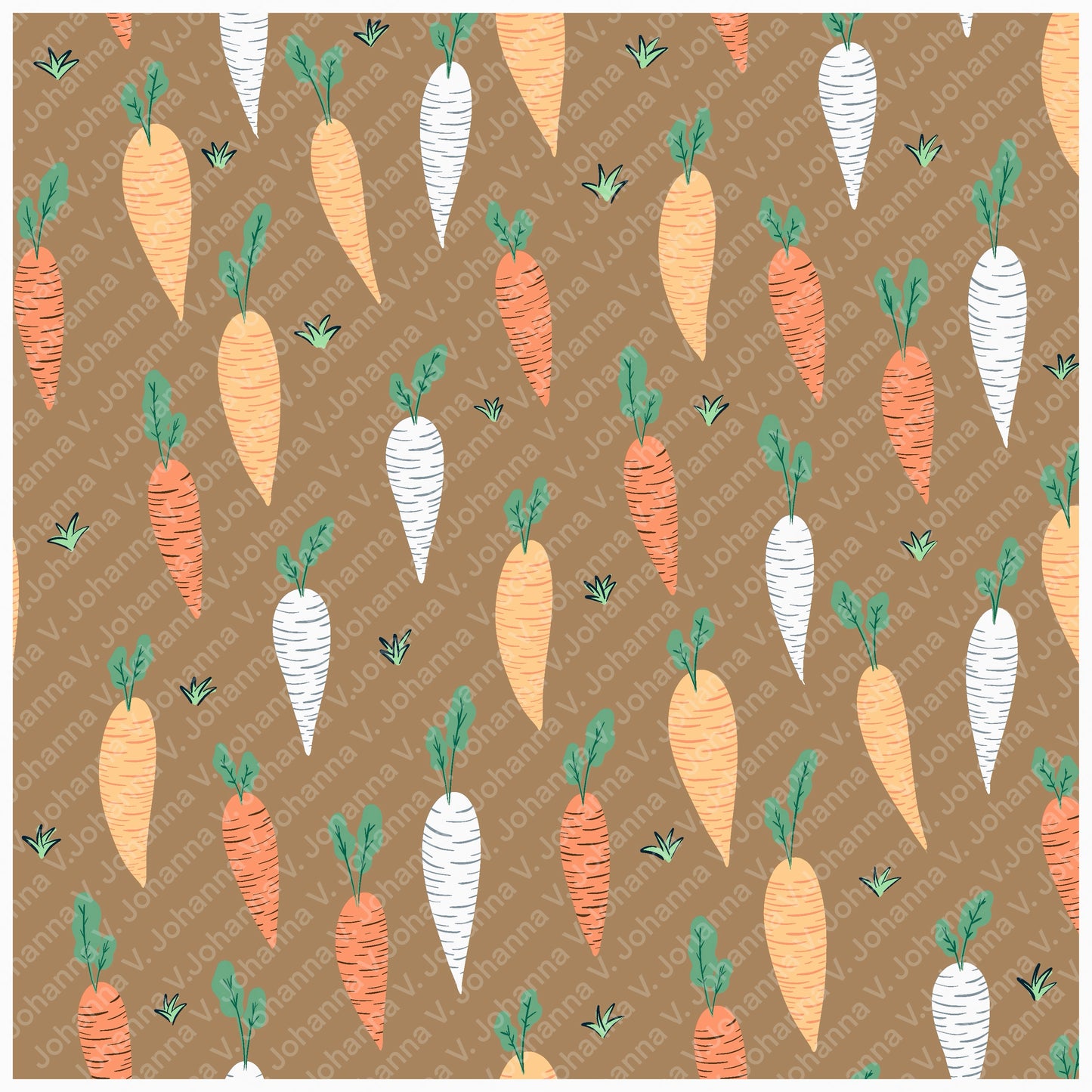 Spring Bunny Pattern Collection Orange | Bunnies, Flowers & Carrots | Seamless Digital Paper PNG for Sublimation & POD