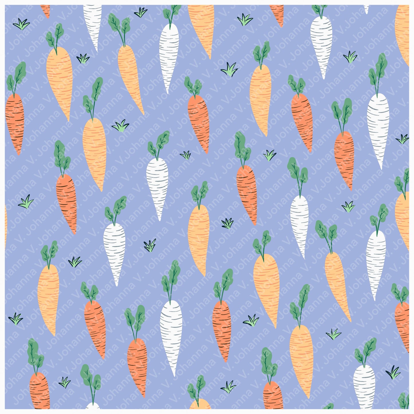 Spring Bunny Pattern Collection Purple | Bunnies, Flowers & Carrots | Seamless Digital Paper PNG for Sublimation & POD