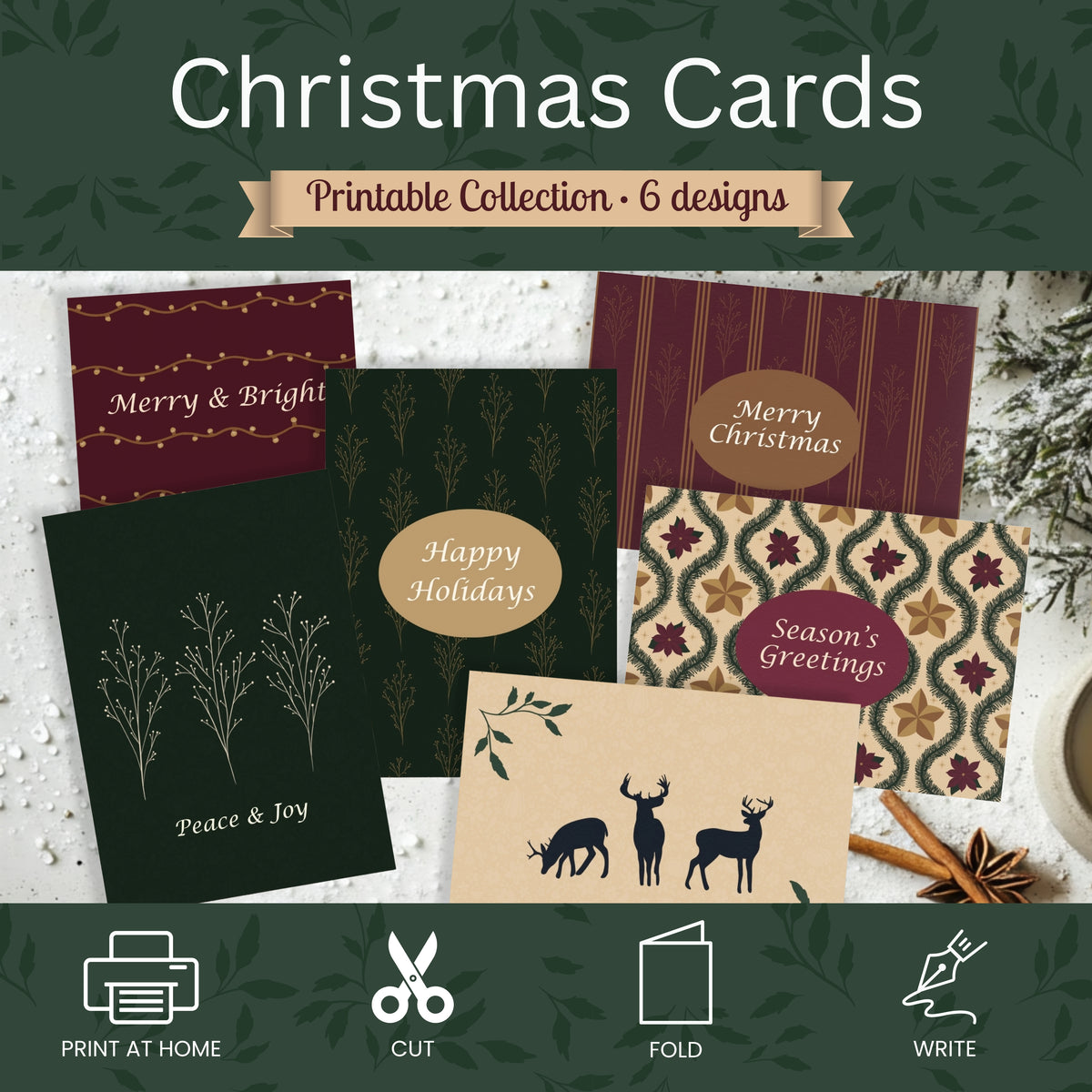 Printable Christmas Card Collection | Set of 6