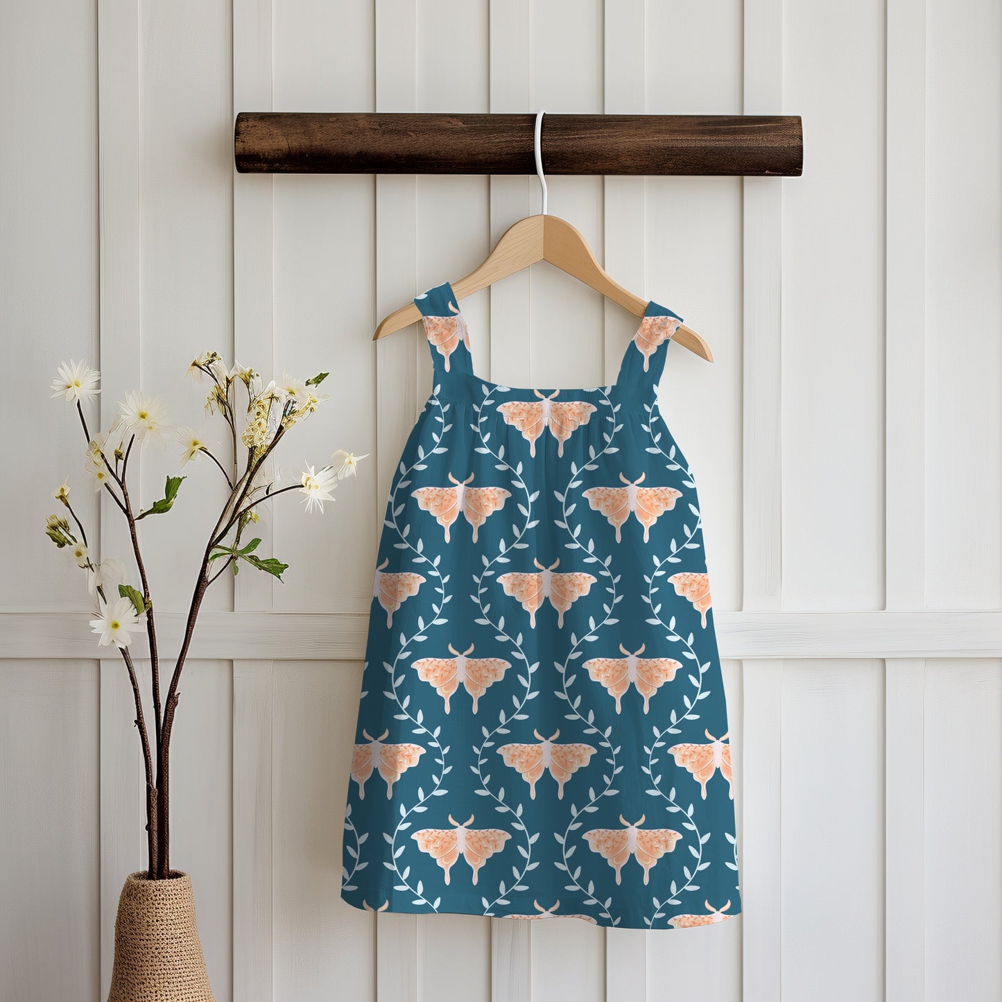 Whimsical Moth Seamless Pattern Blue – Dreamy 12x12” PNG, 300 DPI, Commercial Use