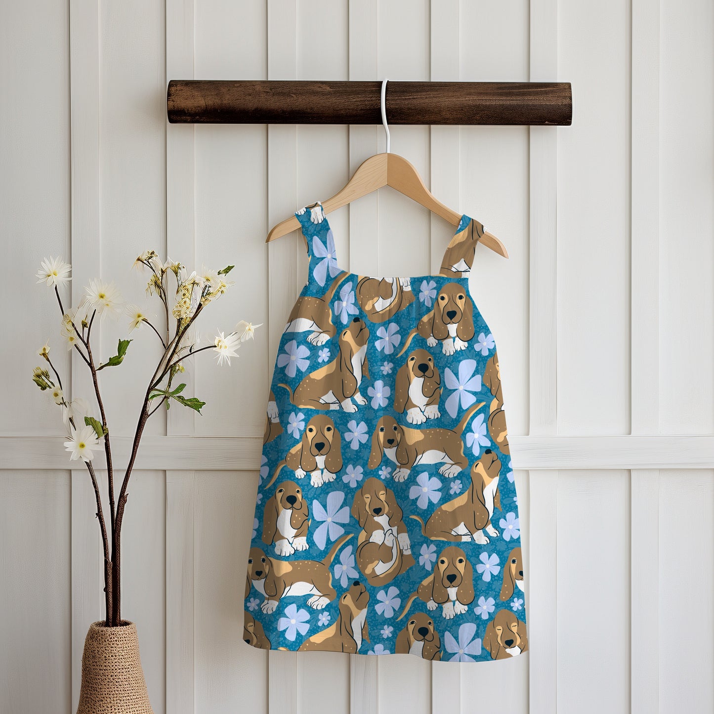 Basset Hound Seamless Pattern Bundle Blue | Florals, Botanicals & Dog Toys | 12x12” PNGs | Digital Download | Commercial & Personal
