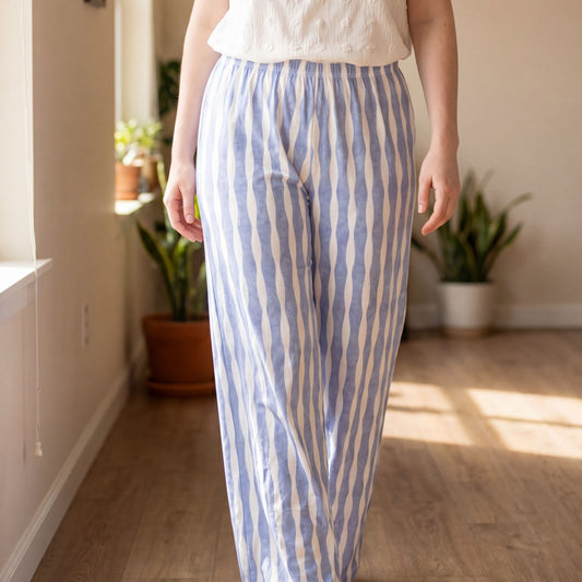 Evening Drift Pants – Purple Wavy Pattern Lounge Pants | Dreamy Aesthetic Flow Pants | Cozy Artistic Loungewear