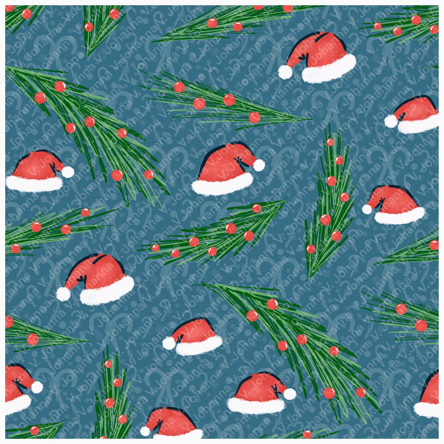Christmas Basset Hound Seamless Pattern Bundle Blue | Ornaments, Lights, Gifts & Candy Canes | 12x12” PNGs | Digital Download | Commercial & Personal
