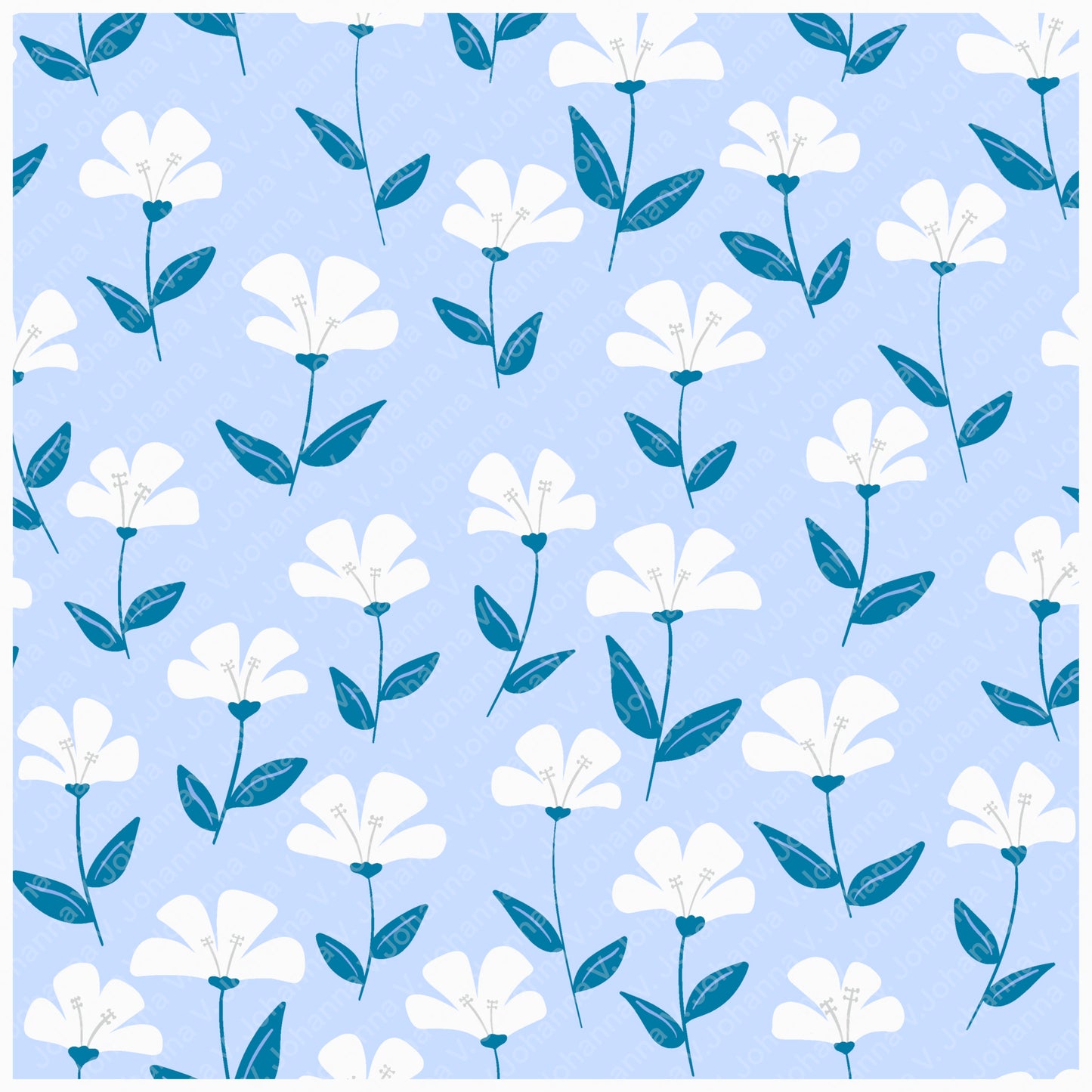 Basset Hound Seamless Pattern Bundle Blue | Florals, Botanicals & Dog Toys | 12x12” PNGs | Digital Download | Commercial & Personal