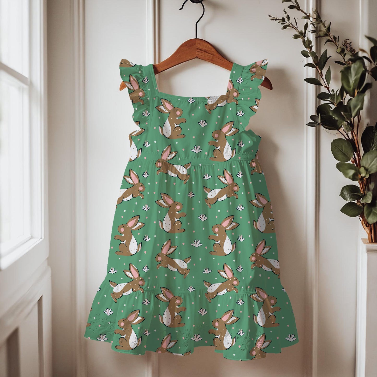 Spring Bunny Pattern Collection Green | Bunnies, Flowers & Carrots | Seamless Digital Paper PNG for Sublimation & POD