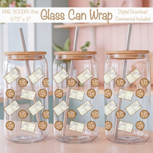 Hot Cocoa Glass Can Wrap PNG | Cozy Winter Cocoa Cup Design | Cute Drink Sublimation Wrap 12.75x6.5