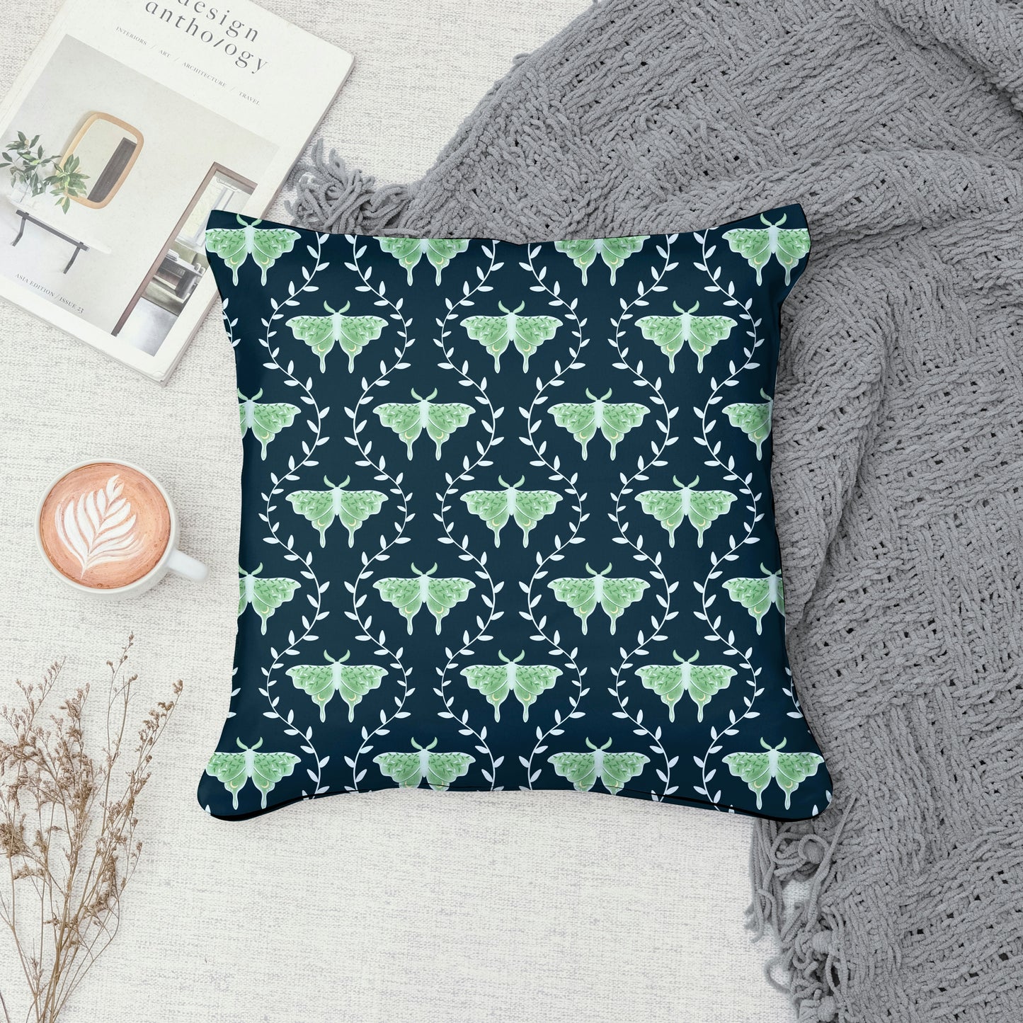 Whimsical Moth Seamless Pattern Digital File Dark – Dreamy 12x12” PNG, 300 DPI, Commercial Use
